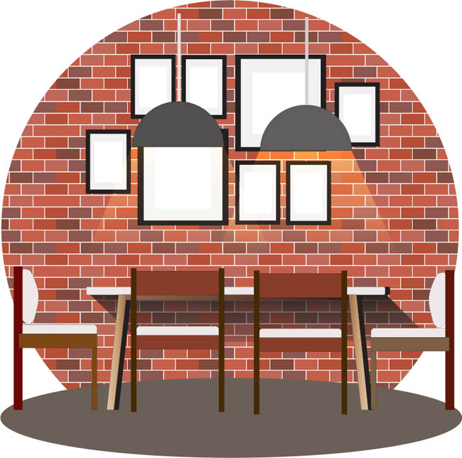砖墙咖啡厅设计图片矢量图素材下载