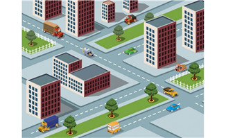 3d模型卡通简一城市建筑图