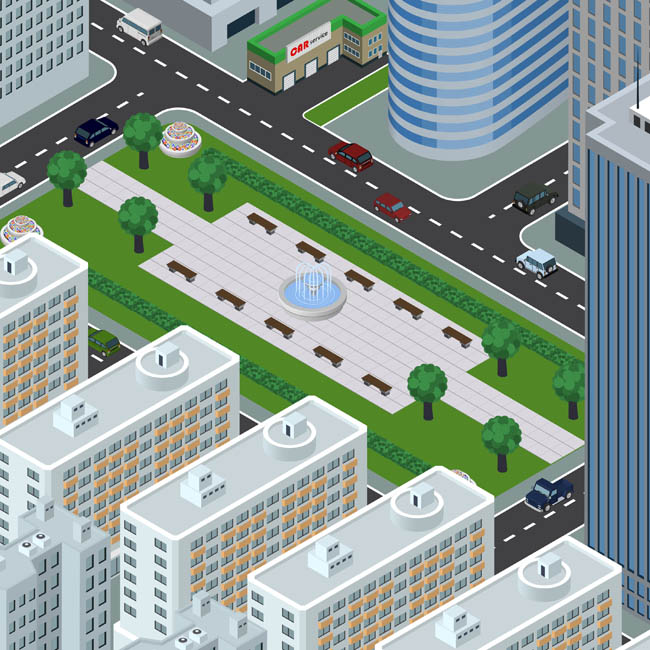 3d建筑矢量图城市道路立体图图片素材下载