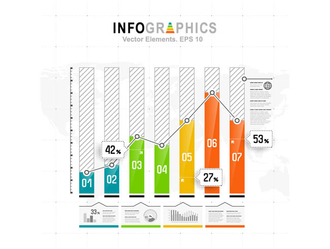彩色统计信息图表矢量图素材下载