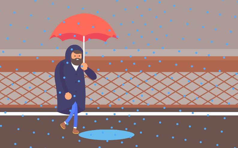 MG创意动画素材,下雨天掉坑的人物动作 MG创意动画素材,下雨天掉坑的人物动作