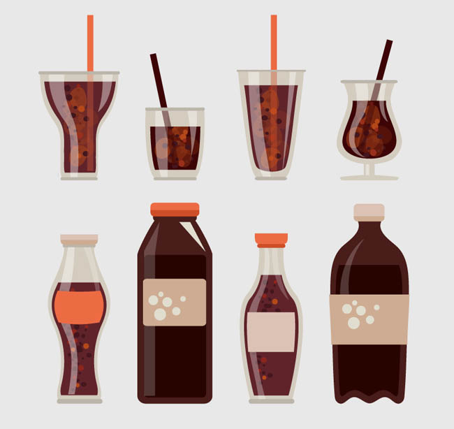 8款可乐饮料设计矢量图
