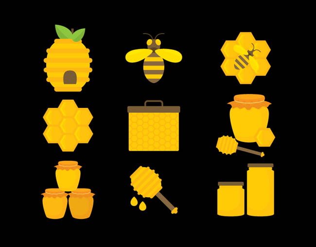 9款精美蜂蜜元素图标设计矢量素材