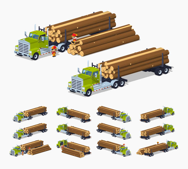 木材运输车图片矢量图素材