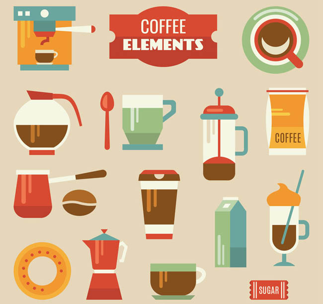 14款创意咖啡元素矢量素材