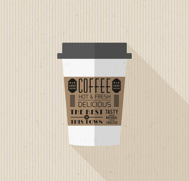 咖啡杯子扁平化设计素材矢量图