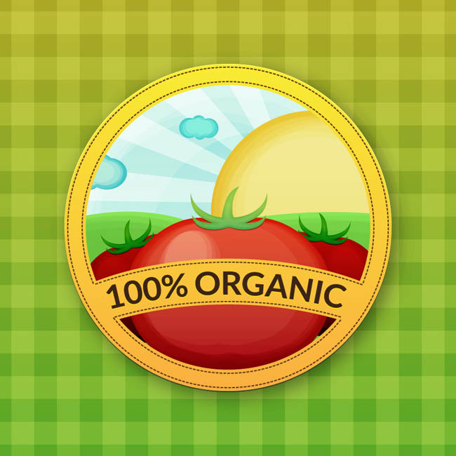 纯天然番茄标签设计矢量素材
