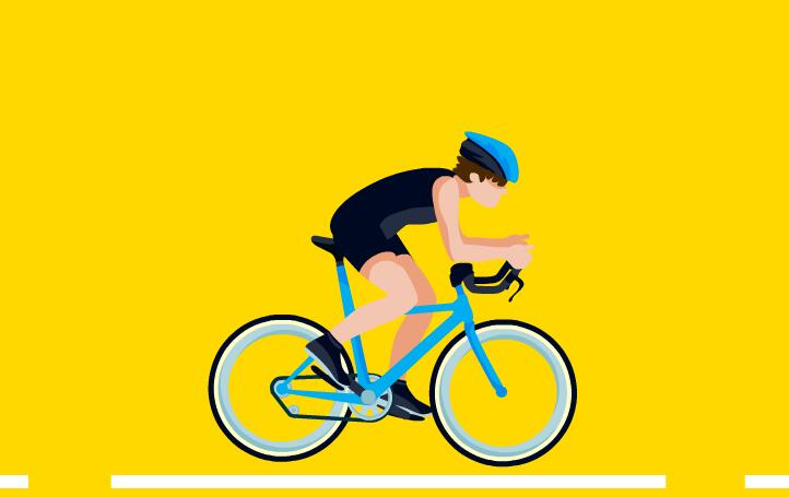 扁平化动画，骑自行车的人，flash动画短片