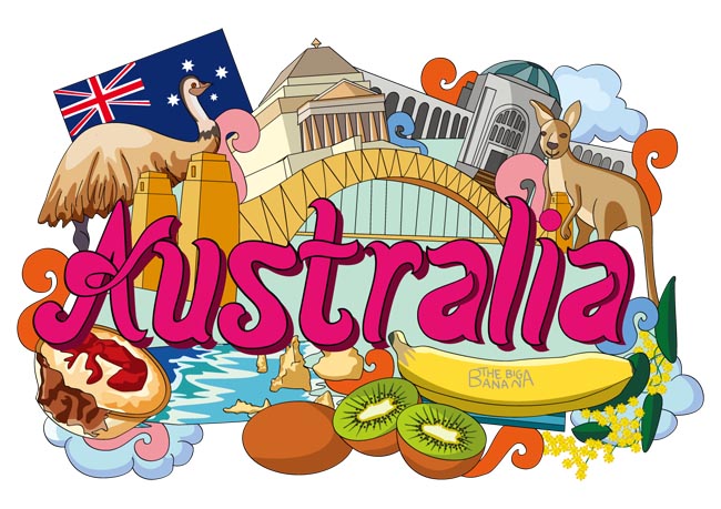 澳大利亚建筑旅游海报设计矢量素材下载