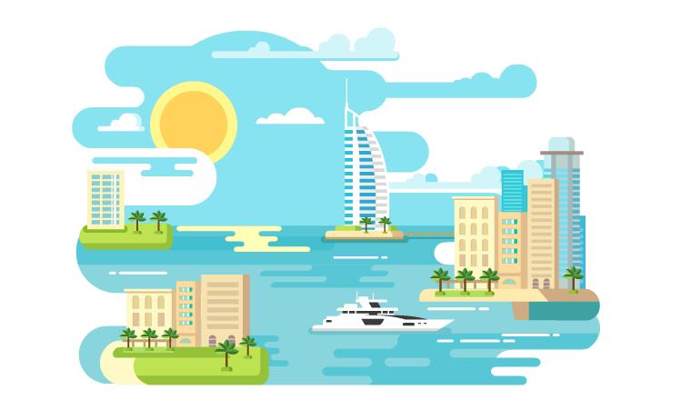 扁平化 港口城市 海边 Flash动画 短片素材
