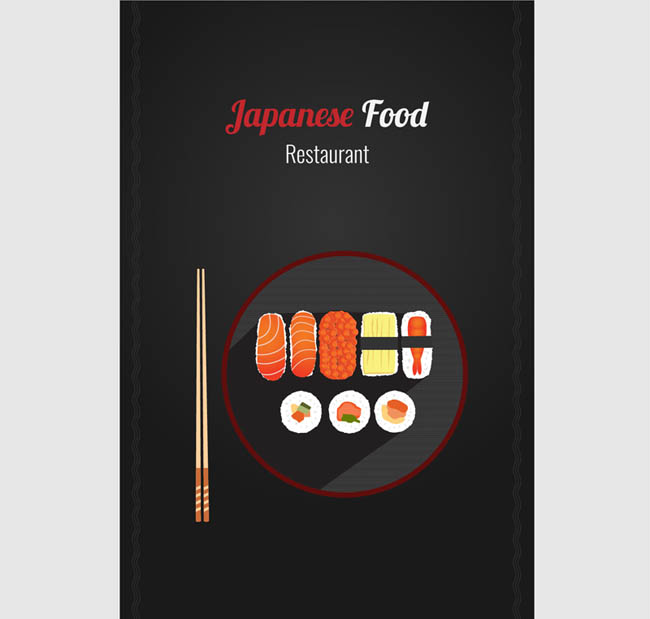 日式料理寿司菜单矢量素材海报设计