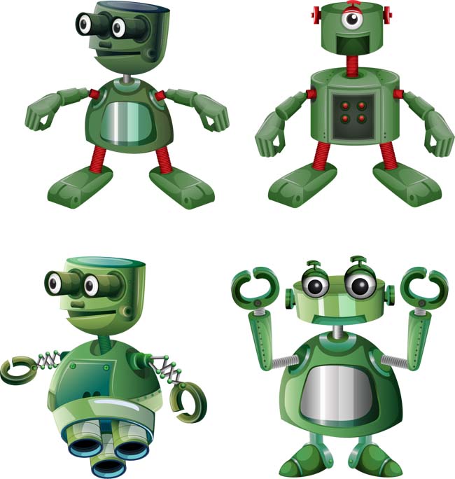 绿色智能机器人设计矢量图素材