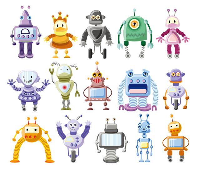多款机器人矢量动漫卡通形象设计素材下载