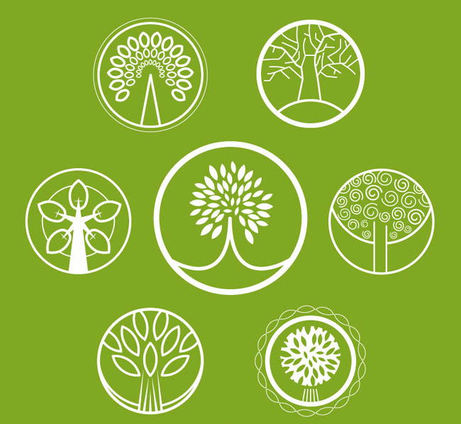 多个抽象植物树木图标设计矢量素材