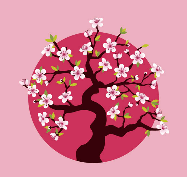 桃花开扁平化图标设计矢量素材