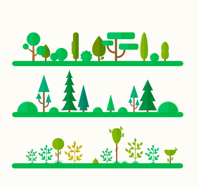 自然风景植物树木草地场景素材设计