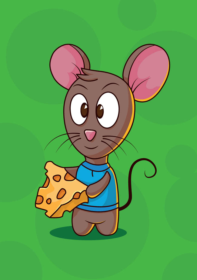 吃奶酪的老鼠卡通形象动漫设计素材