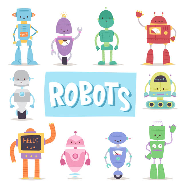 各种款式动漫智能机器人卡通形象设计素材