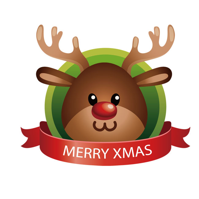 可爱的圣诞麋鹿头像组合字设计矢量素材下载