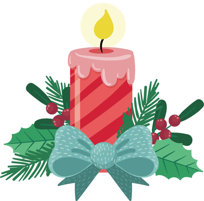 蜡烛圣诞主题花环条纹设计矢量素材