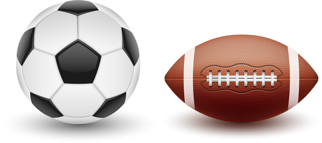 橄榄球与足球矢量图素材设计下载
