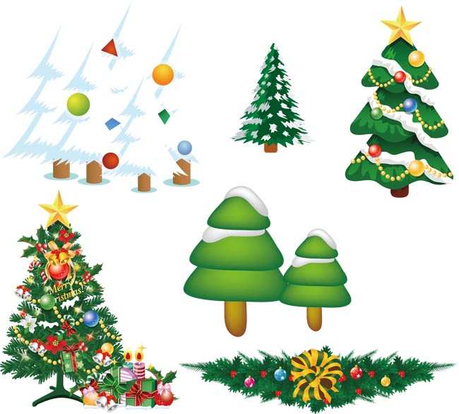 各种情景造型圣诞树设计矢量素材