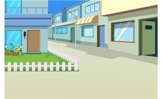 城镇乡村街道门店场景设计flash动画素材
