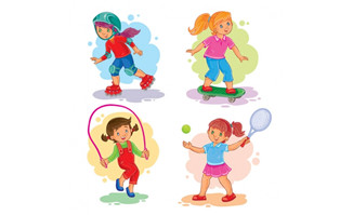 儿童各种体育运动跳绳滑