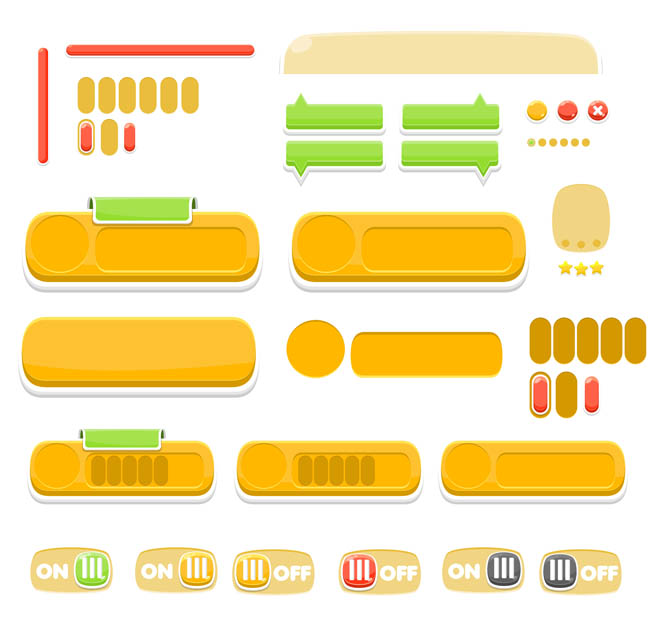 游戏UI界面设计按钮大全矢量素材下载