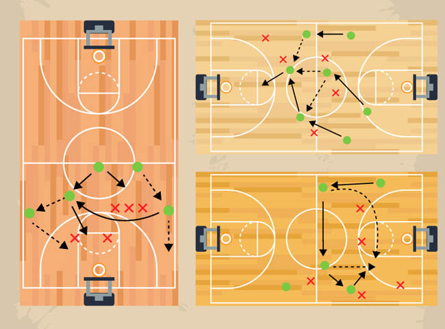 篮球游戏各种战术指挥图矢量素材下载
