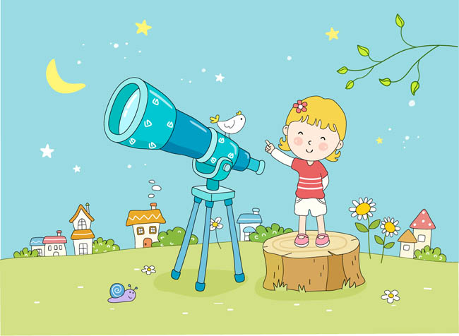 小天文学家儿童天文梦漫画设计素材下载