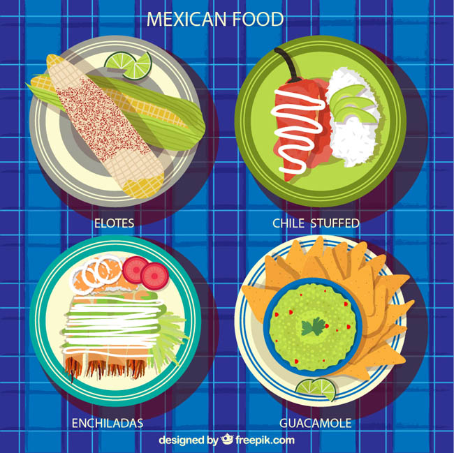 墨西哥食物搭配设计菜品矢量素材