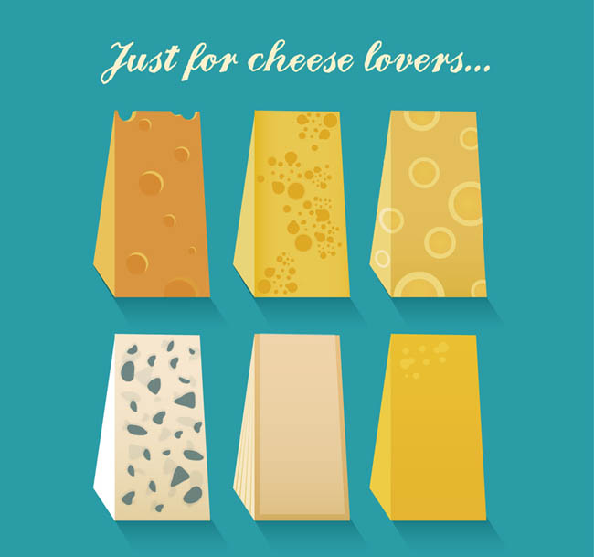 各种款式三角奶酪食品设计矢量素材