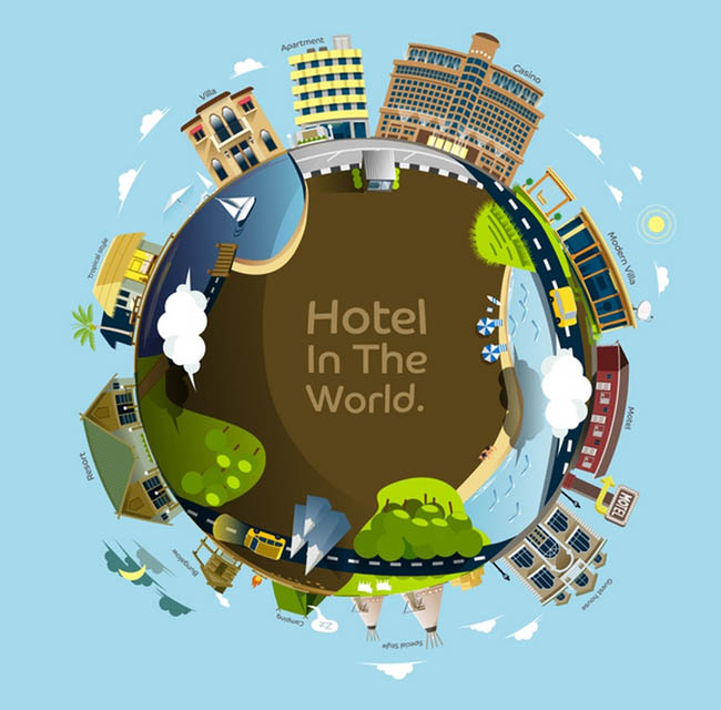 地球上酒店建筑旅游海报设计素材下载