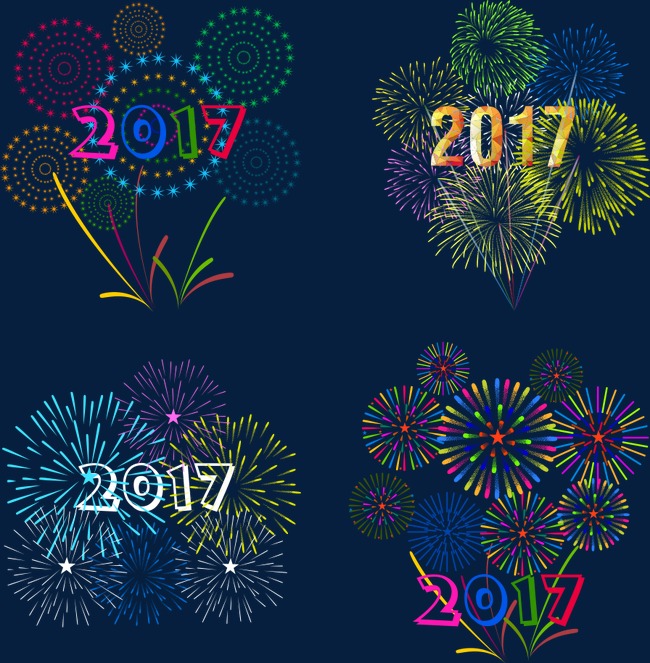 年份数字组合烟花特效创意设计矢量素材