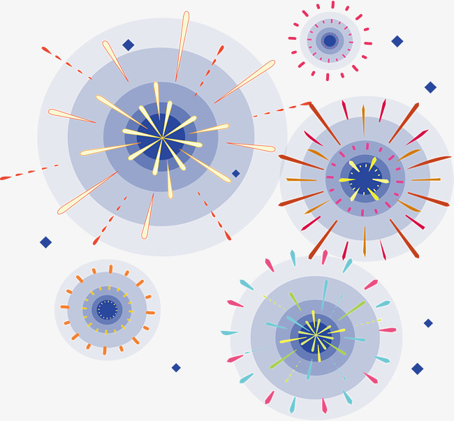 扁平特效烟花放射状各种造型设计矢量素材
