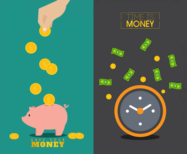 互联网金融理财海报设计储钱罐钞票元素设计