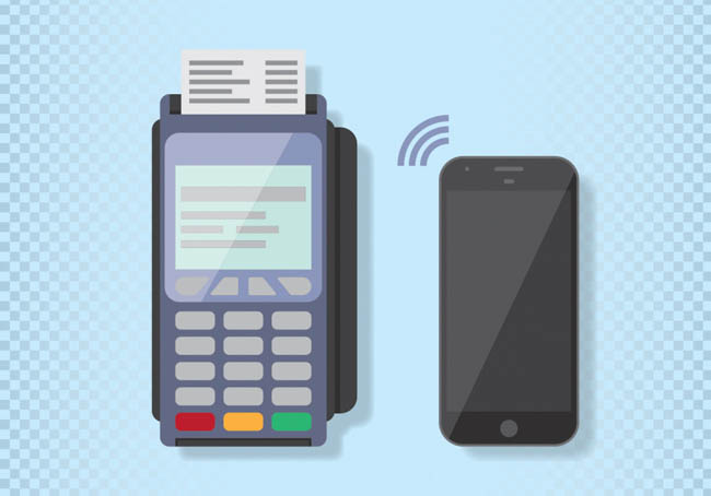 手机信用卡取款消费交易扁平设计图矢量素材