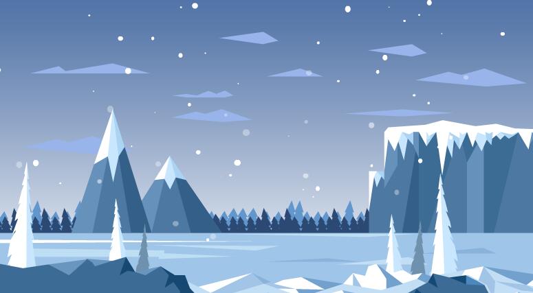 冰山雪地 冬天下雪 动画效果 扁平化 MG动画短片