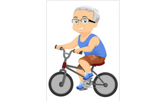 骑自行车的大叔卡通形象