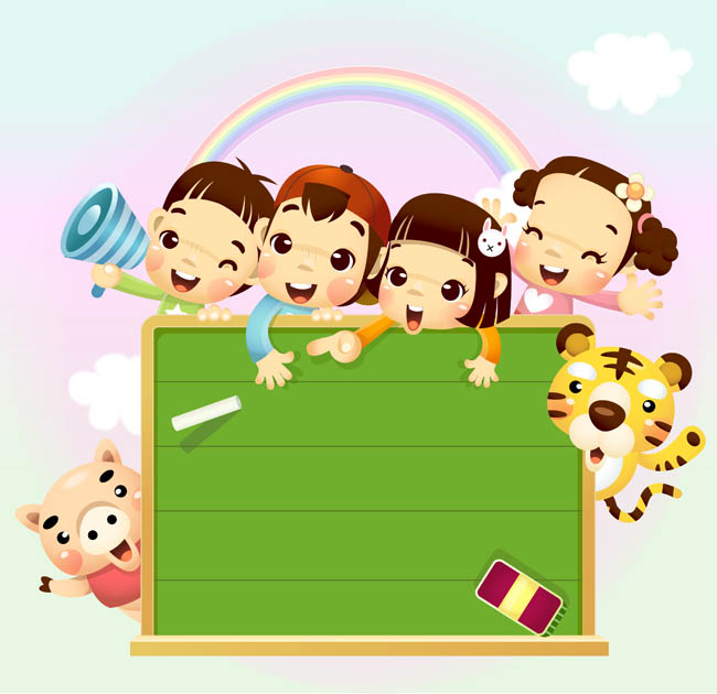 黑板 小朋友 卡通 形象设计 插画