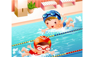 卡通儿童游泳比赛游戏训