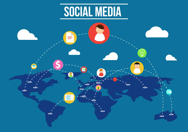 扁平化社交媒体软件世界范围内交流图