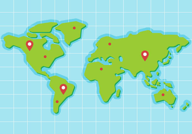 绿色世界地图、板块设计、矢量素材下载