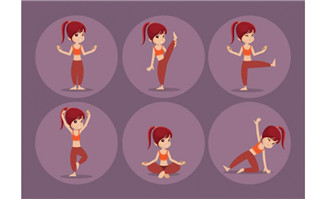 卡通动漫人物女孩练瑜伽