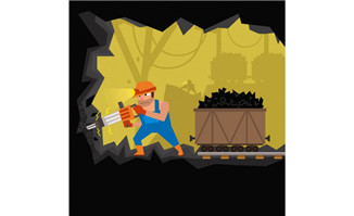 挖煤挖隧洞的工人正在作