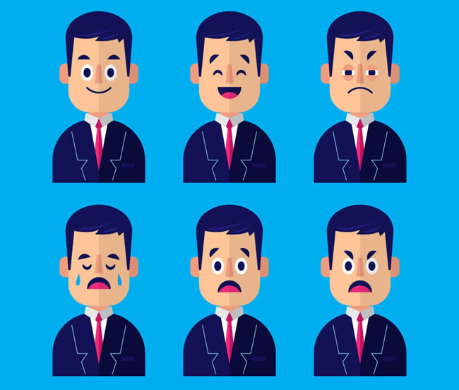 扁平化创意、商务人士头像、各种表情设计 扁平化创意、商务人士头像、各种表情设计