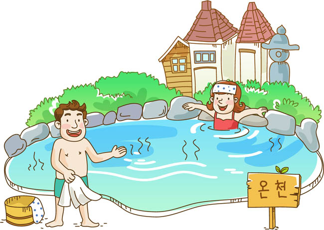 漫画人物正在泡温泉的漫画场景设计素材 漫画人物正在泡温泉的漫画场景设计素材