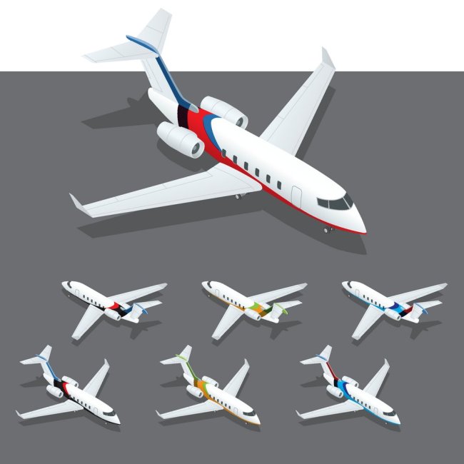 卡通大型客机飞机造型设计矢量素材下载