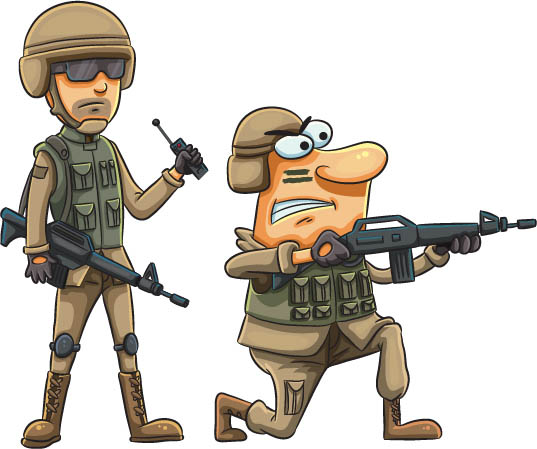 手绘卡通动漫战场上的士兵动作设计